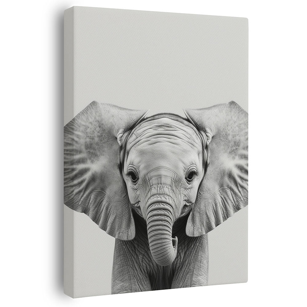 Leinwandbild Elefant Tierporträt Schwarz Weiß