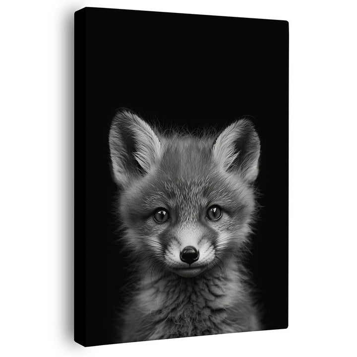 Leinwandbild Fuchs Schwarz Weiß Tierbild