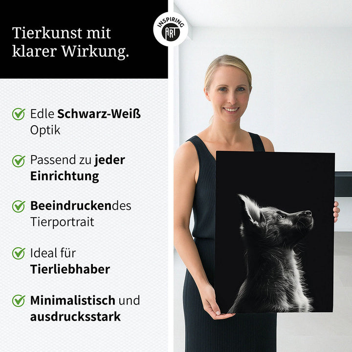 Leinwandbild: Tierporträt Hund "Lex" in Schwarz-Weiß