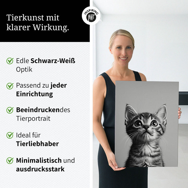 Leinwandbild: Tierporträt Katze "Nova" in Schwarz-Weiß