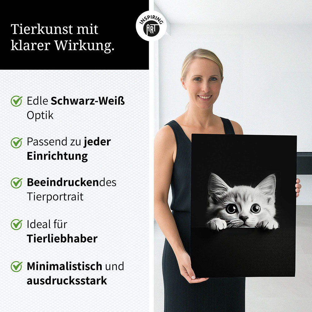 Leinwandbild: Tierporträt Katze "Misty" in Schwarz-Weiß