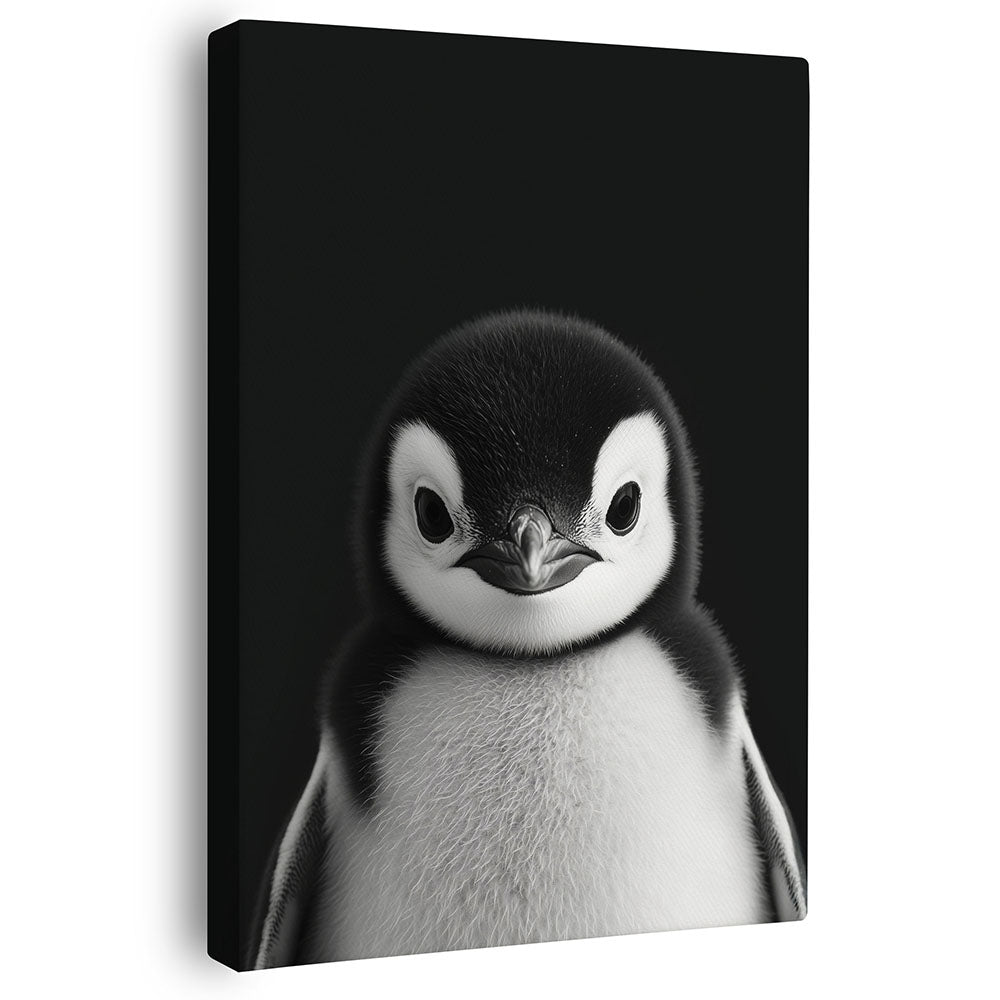 Wandbild Pinguinbaby Schwarz Weiß