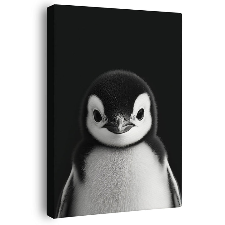 Wandbild Pinguinbaby Schwarz Weiß