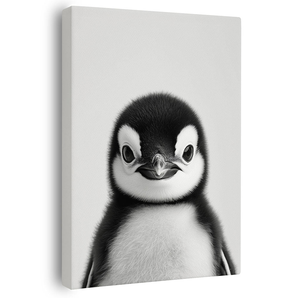 Wandbild Pinguinbaby Schwarz Weiß