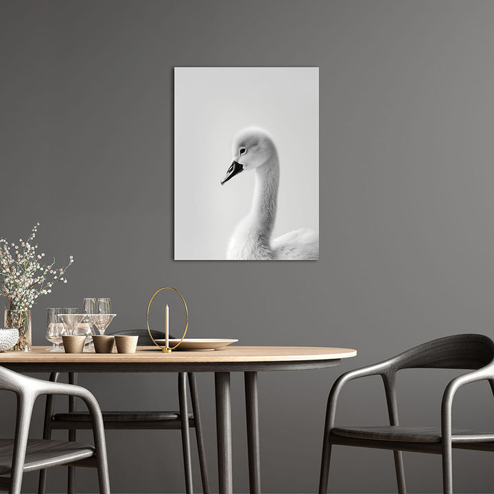 Leinwandbild: Tierporträt Schwan "Serena" in Schwarz-Weiß