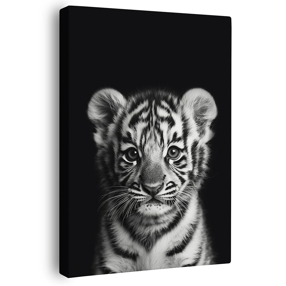 Wandbild Tigerbaby Schwarz Weiß