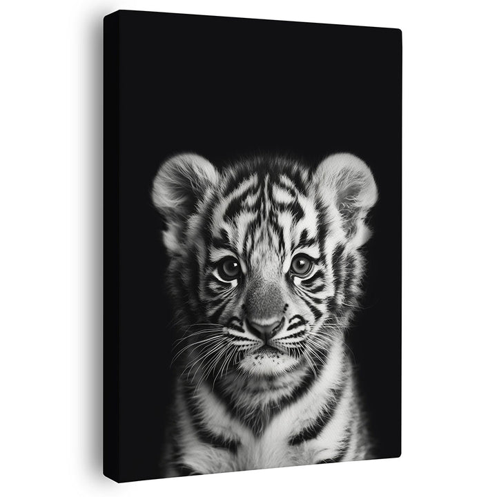 Wandbild Tigerbaby Schwarz Weiß