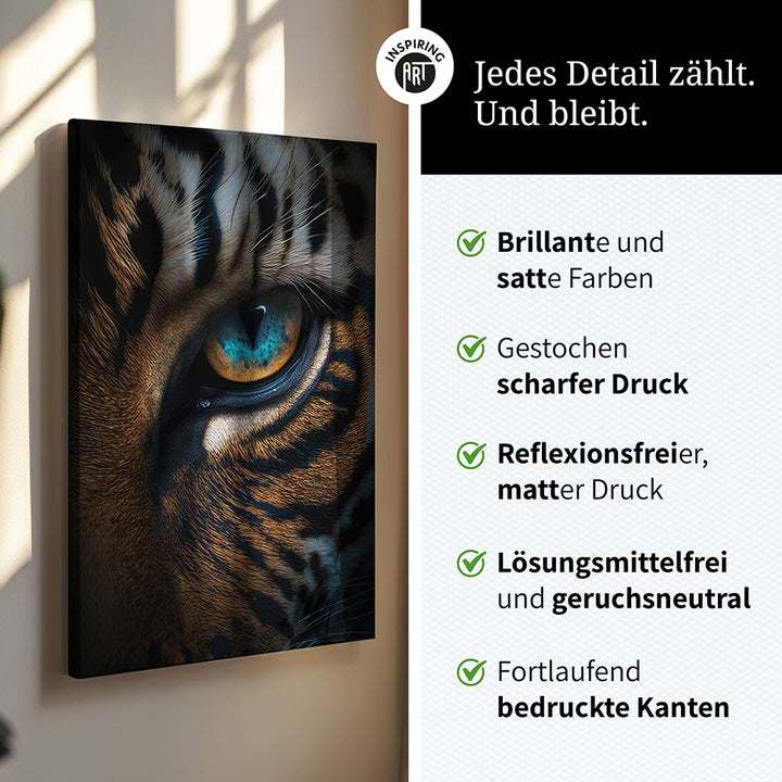 Wandbild Leinwand Canvas Tiger Auge Nahaufnahme