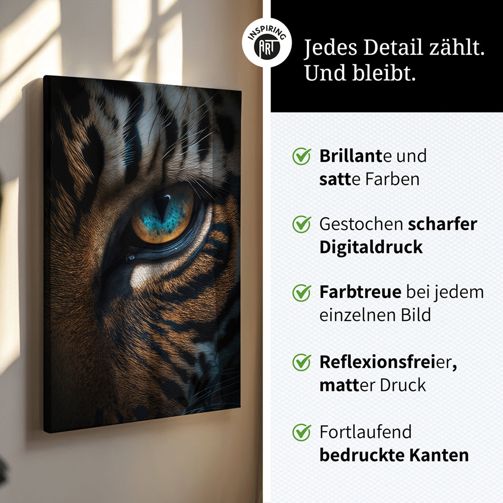 Wandbild Leinwand Canvas Tiger Auge Nahaufnahme