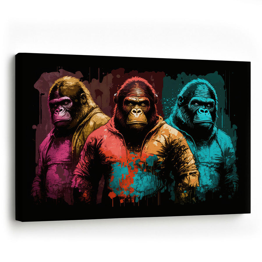 Wandbild Leinwand Gorillas Comic