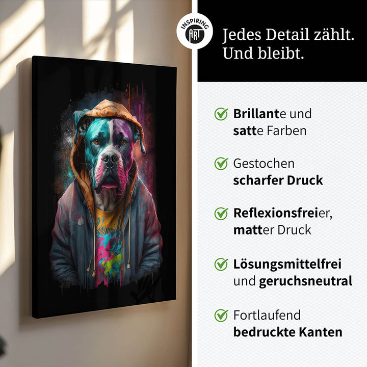 Leinwand Bild Hund Bunt Cool
