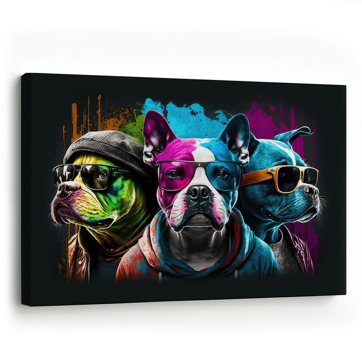 Wandbild Leinwand Hunde Comic