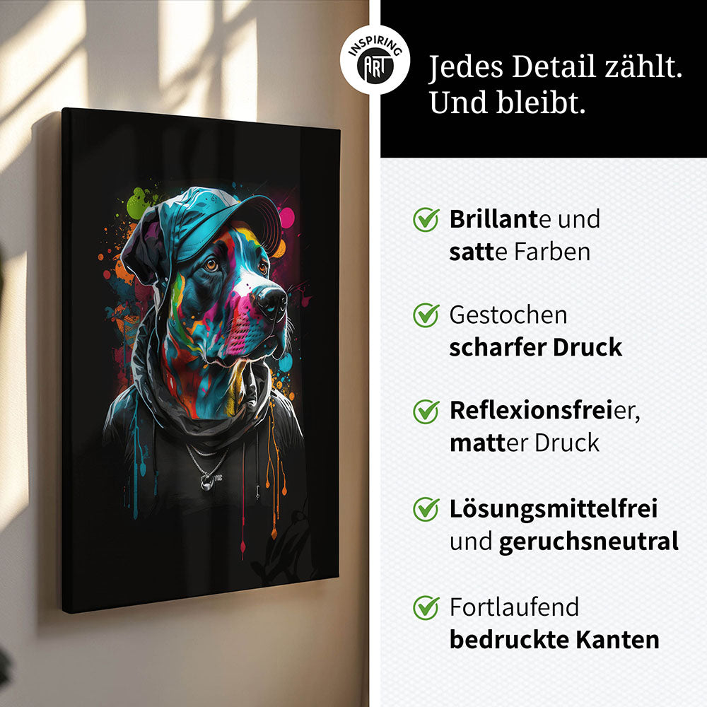 Leinwand Bild Hund Bunt Cool