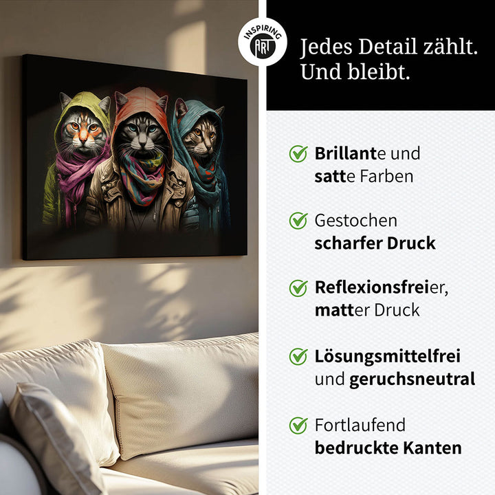 Leinwand Bild Katzen Cool Bunt