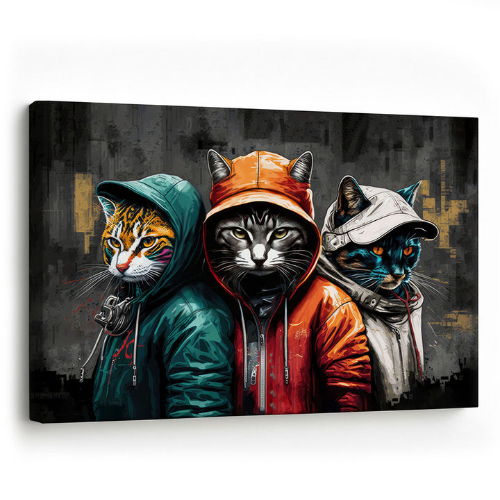 Wandbild Leinwand Katzen Comic