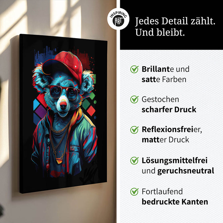 Koala Cuddles - Koala Wandbild - Tiermotiv Leinwand im Hochformat