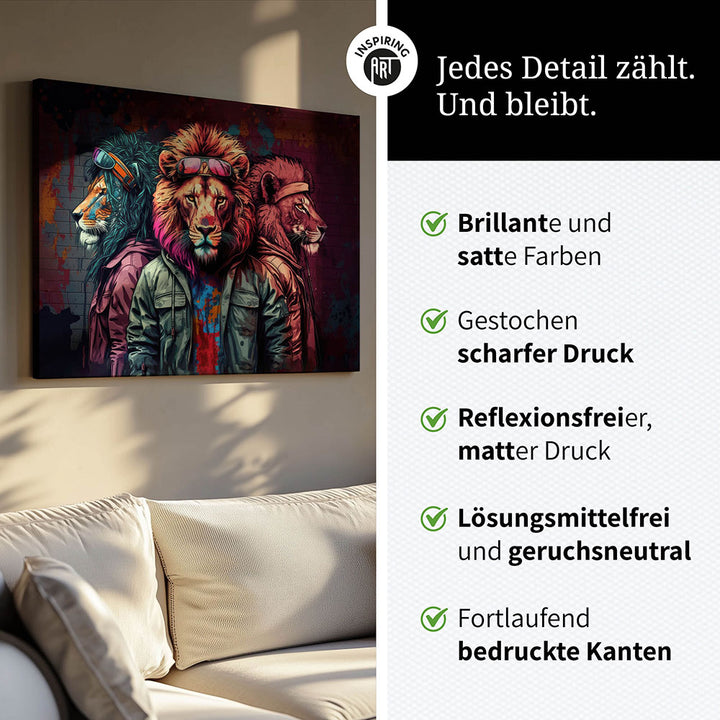 Leinwand Bild Löwen cool bunt