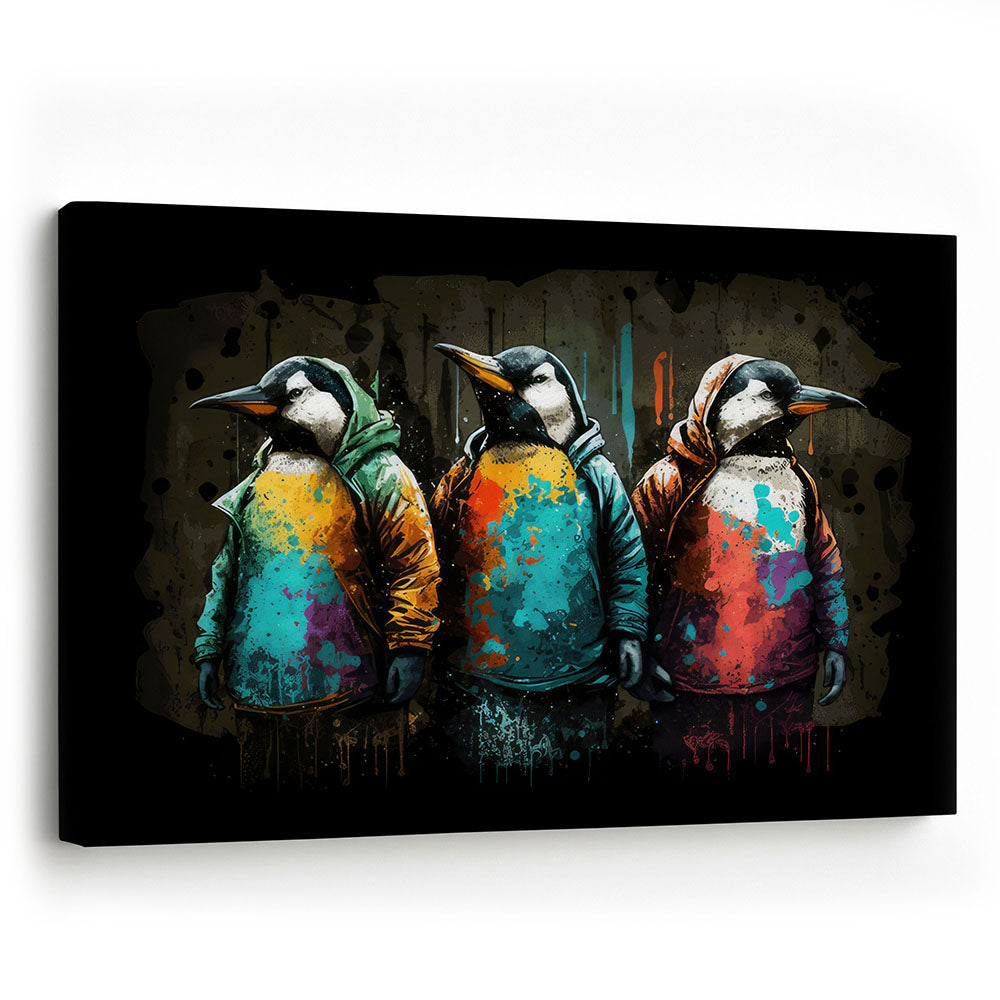 Wandbild Leinwand Pinguine Comic