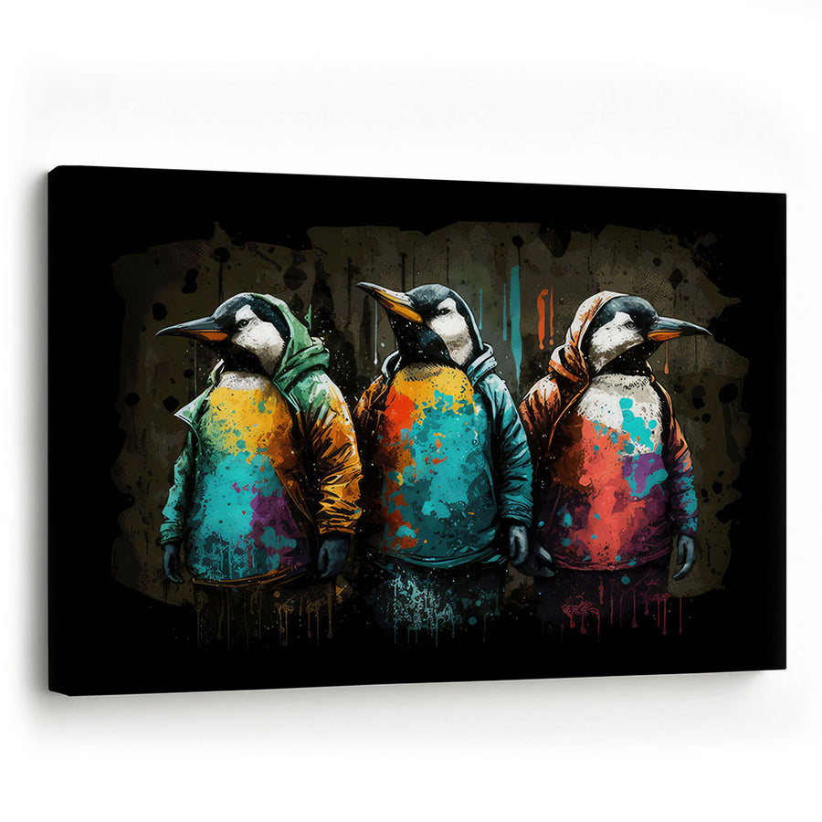 Wandbild Leinwand Pinguine Comic
