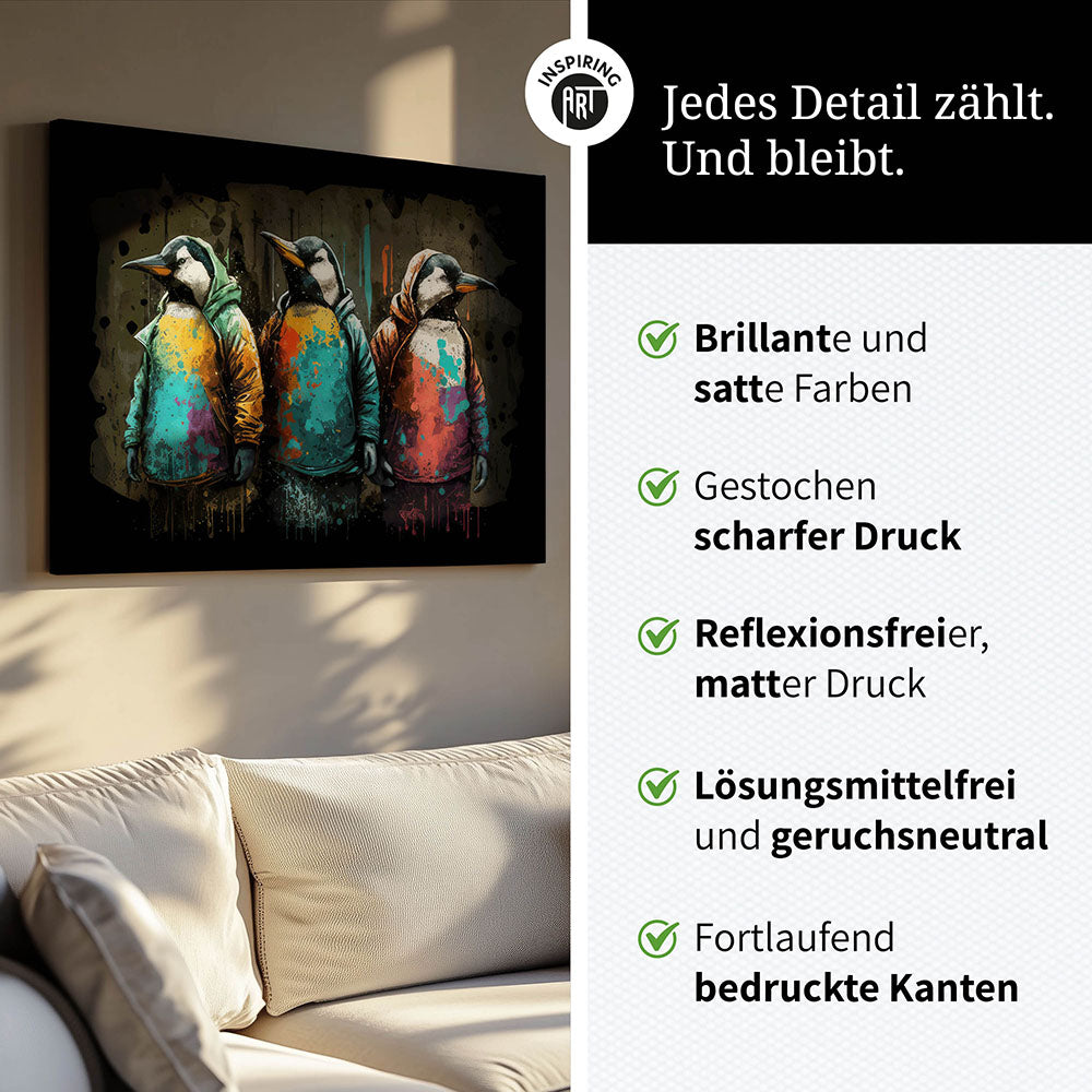 Wandbild Pinguine Bunt 