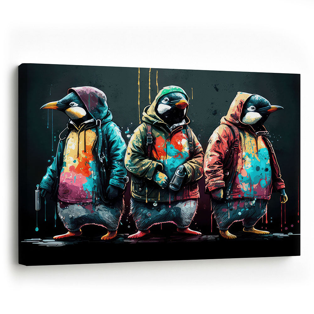 Wandbild Leinwand Pinguine Comic