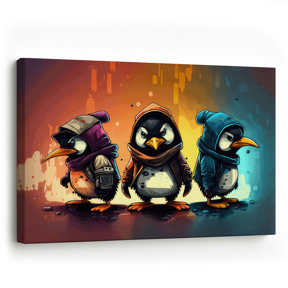 Wandbild Leinwand Pinguine Comic