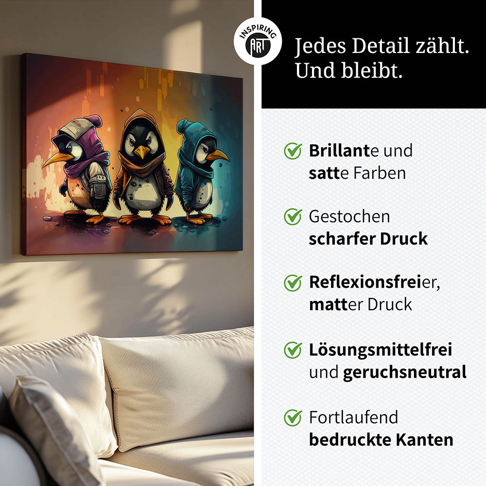 Wandbild Pinguin Comic Cartoon