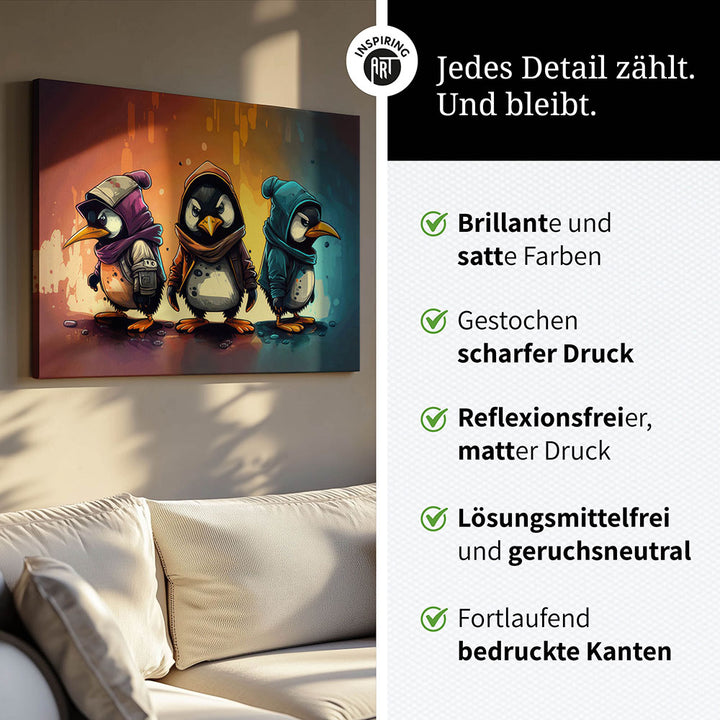 Wandbild Pinguin Comic Cartoon