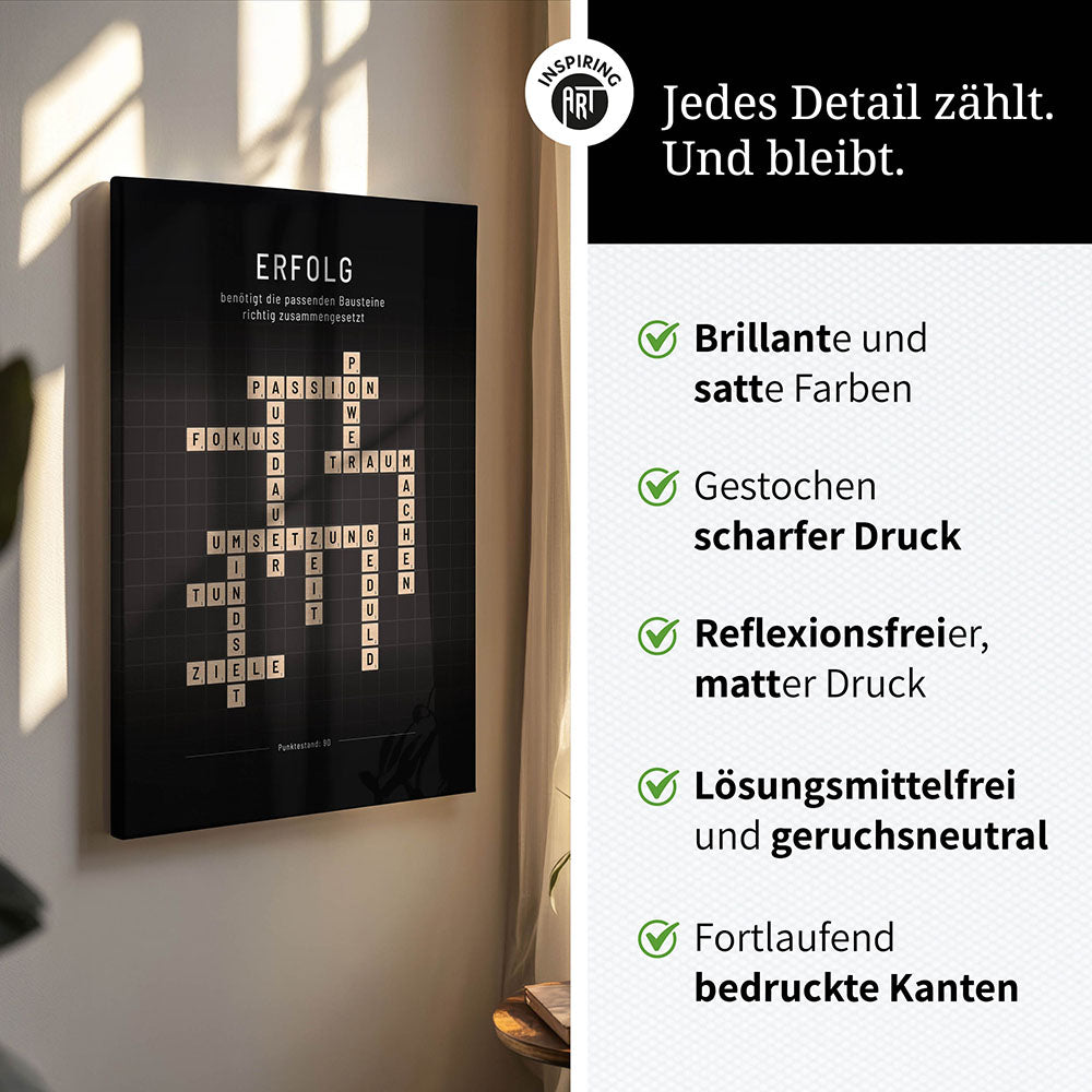 Erfolg - Crossword-Wandbild - Leinwand im Hochformat - Scrabble Design