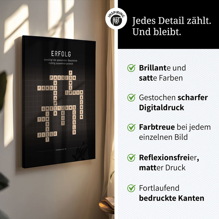 Erfolg - Crossword-Wandbild - Leinwand im Hochformat - Scrabble Design