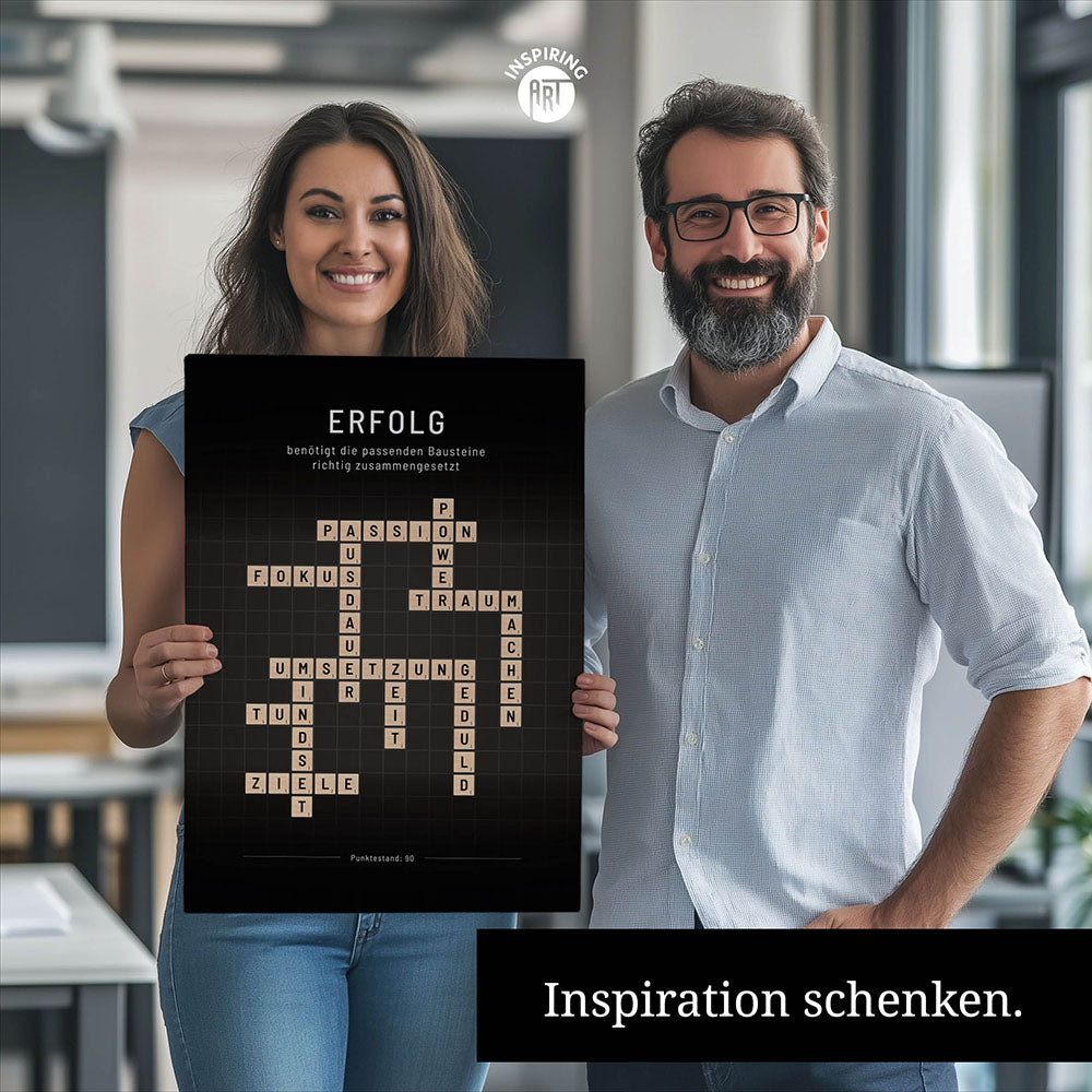 Erfolg - Crossword-Wandbild - Leinwand im Hochformat - Scrabble Design
