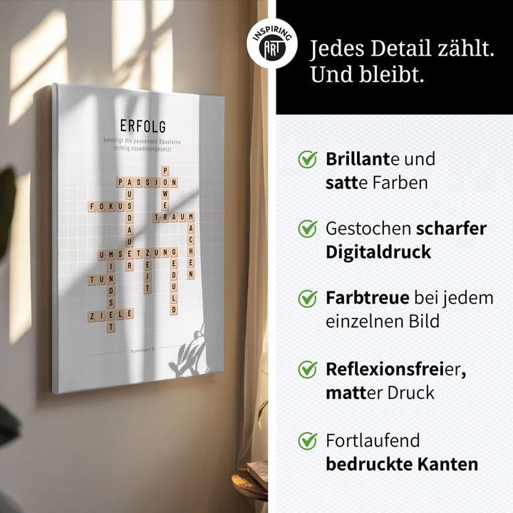Erfolg - Crossword-Wandbild - Leinwand im Hochformat - Scrabble Design