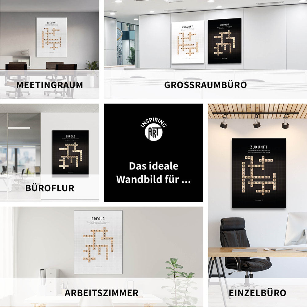 Zukunft - Crossword-Wandbild - Leinwand im Hochformat - Scrabble Design