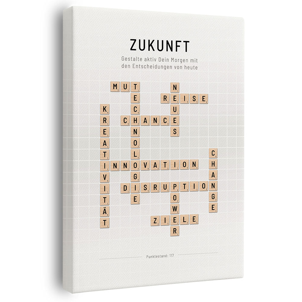 Leinwandbild Scrabble Design Zukunft