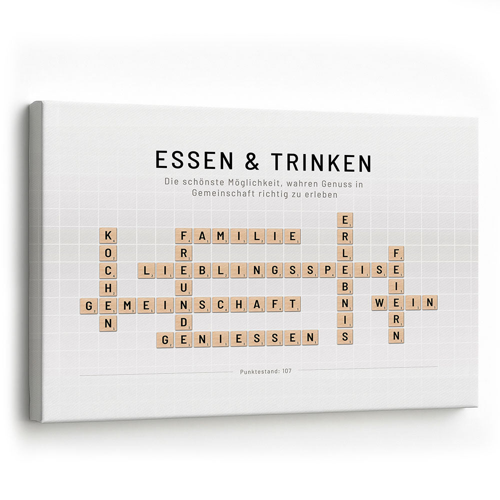 Leinwandbild Scrabble Design Essen Trinken