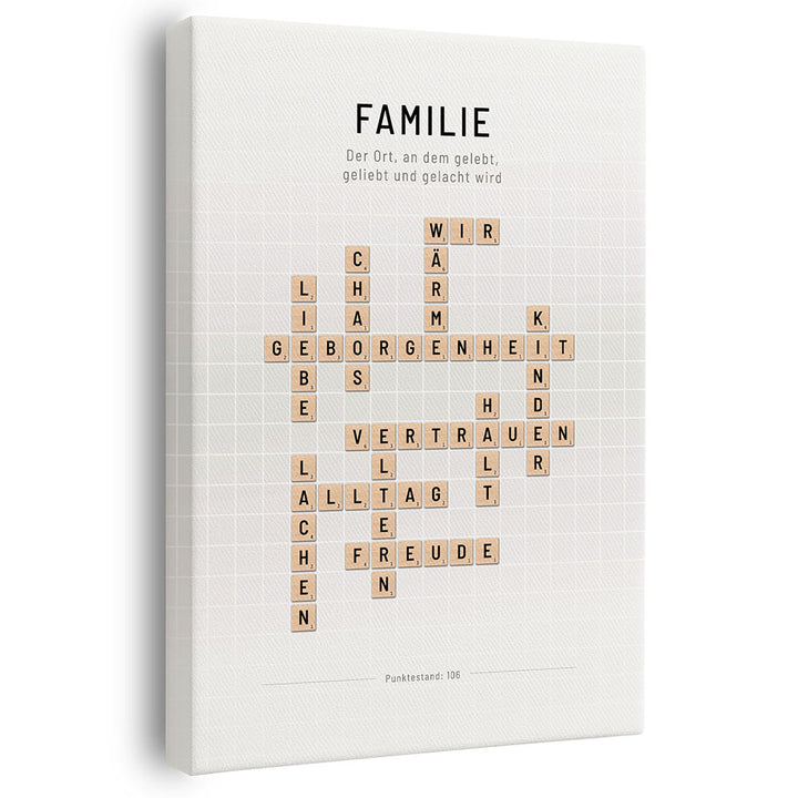 Leinwandbild Scrabble Design Familie