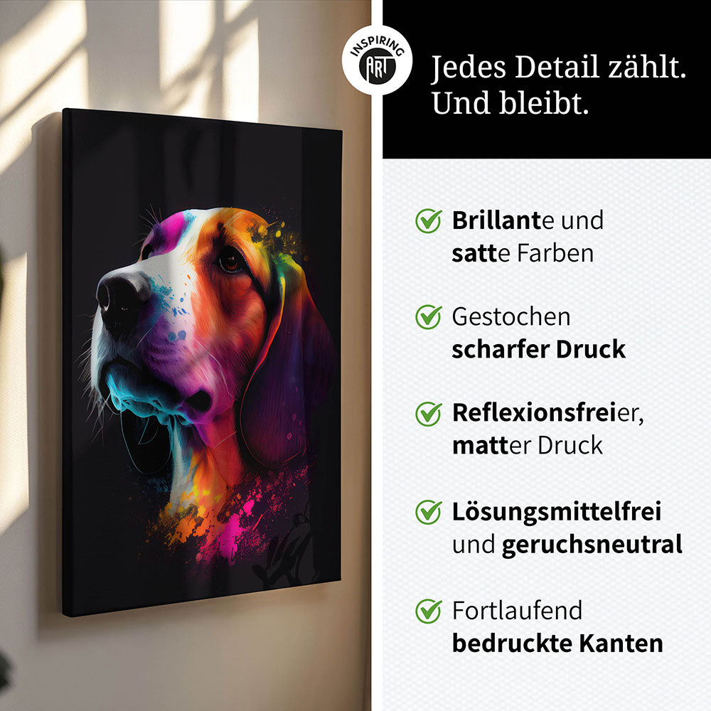 Beagle Amy - Hunde Wandbild - Dogs Art Leinwand ColorWorld im Hochformat