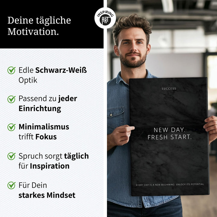 New day. Fresh start. – Leinwand Wandbild Motivation