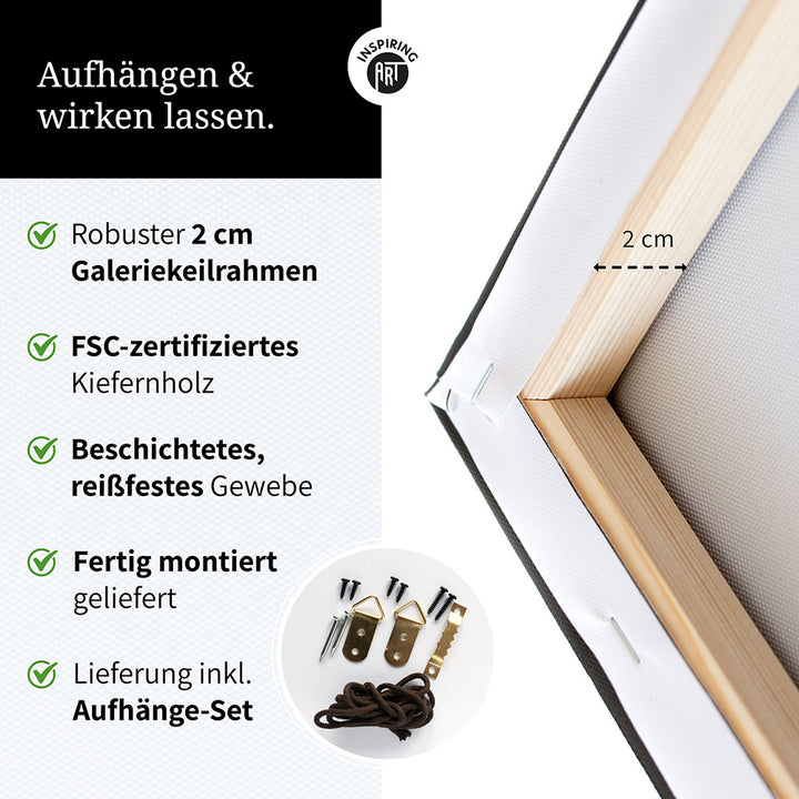 Think less. Live more. (Shelley Row) – Leinwand Wandbild Motivation