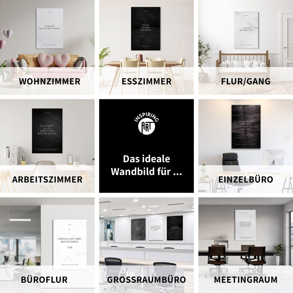 Tanze! Vor allem aus der Reihe. – Leinwand Wandbild Motivation