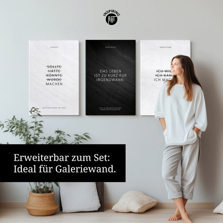 Tanze! Vor allem aus der Reihe. – Leinwand Wandbild Motivation