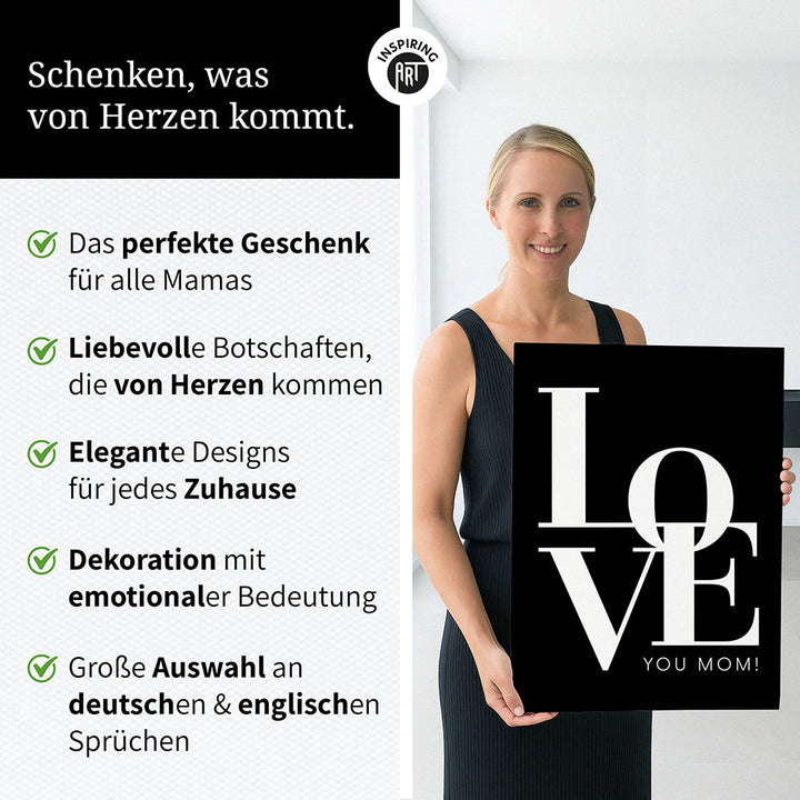 "Love you Mom" - Leinwandbild in Schwarz-Weiß