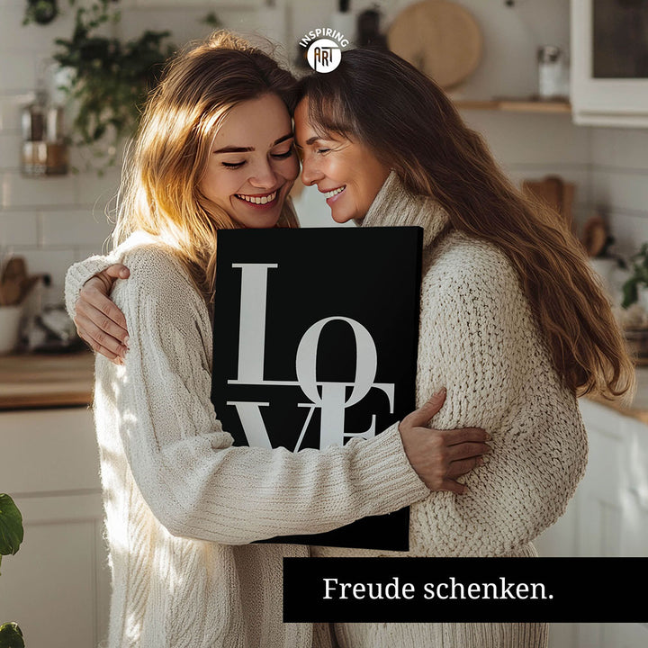 "Love you Mom" - Leinwandbild in Schwarz-Weiß