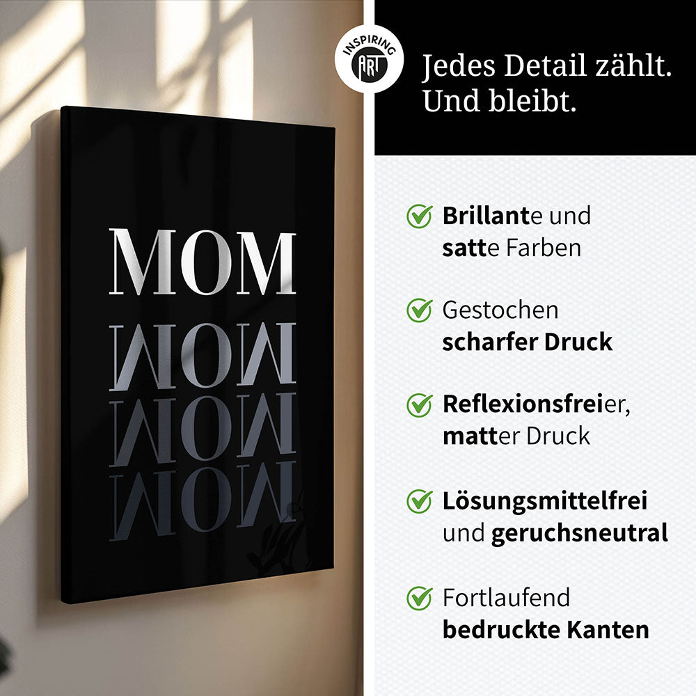 "Mom-Wow" - Leinwandbild in Schwarz-Weiß