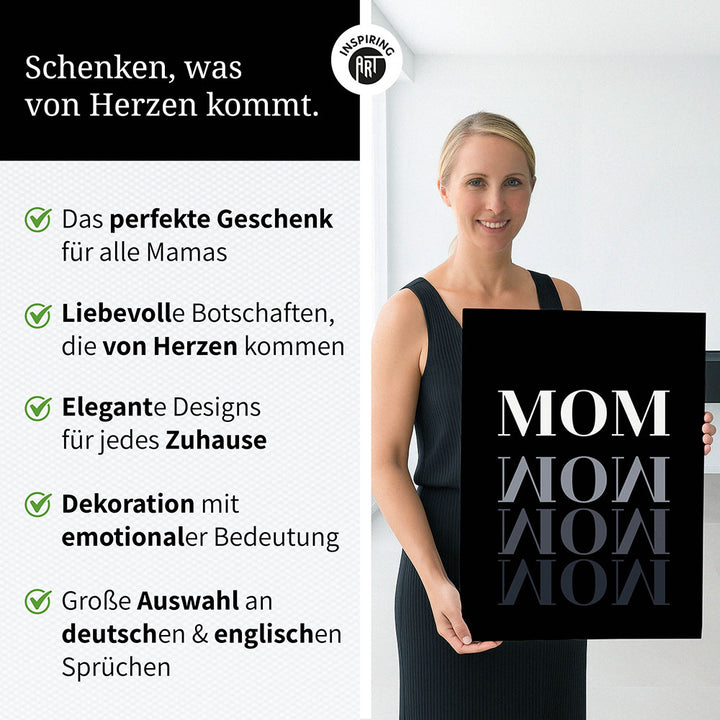 "Mom-Wow" - Leinwandbild in Schwarz-Weiß