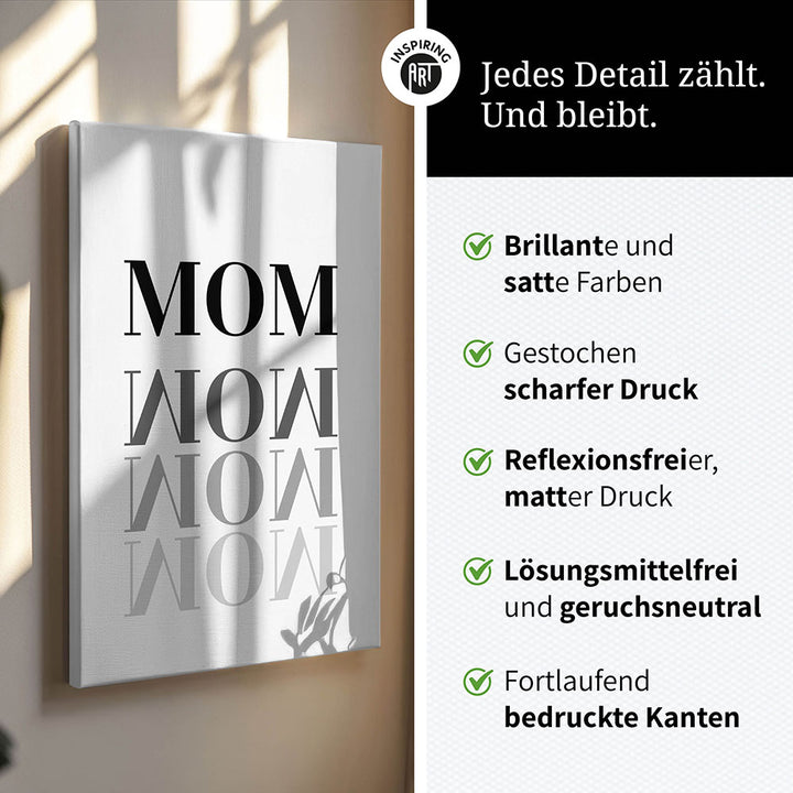 "Mom-Wow" - Leinwandbild in Weiß-Schwarz