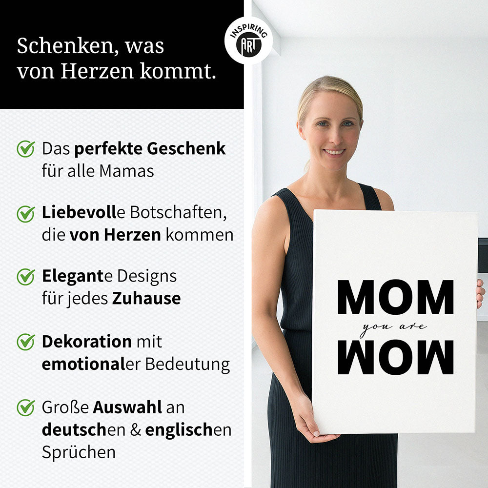 "Mom you are wow" - Leinwandbild in Weiß-Schwarz