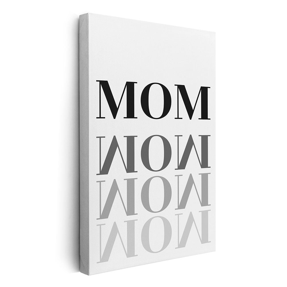 "Mom-Wow" - Leinwandbild in Weiß-Schwarz