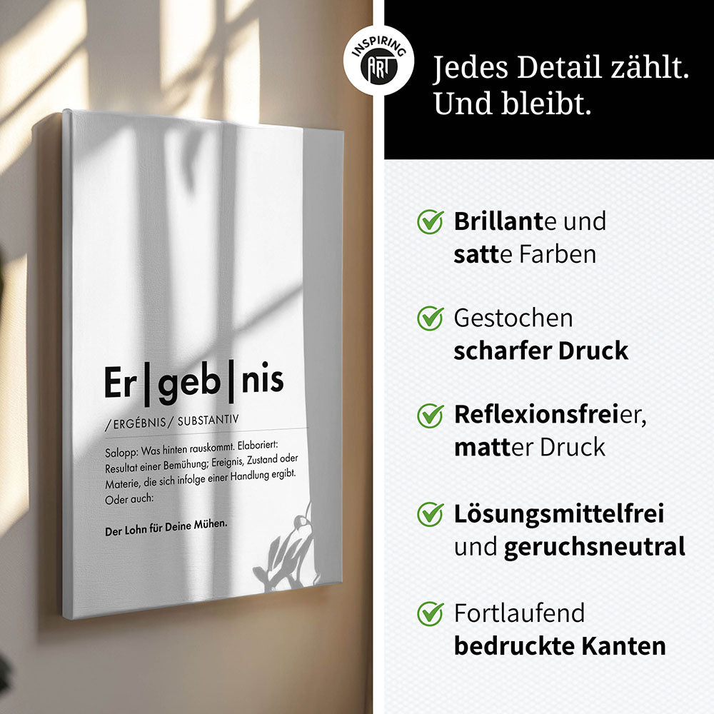 Leinwanddruck mit Text Ergebnis