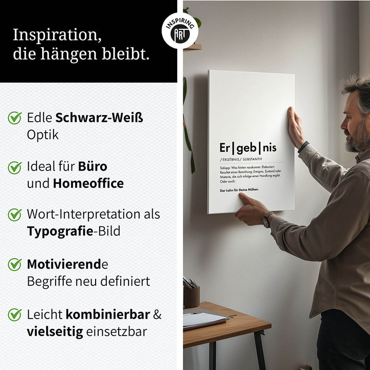Schwarz Weiß Wandbild Typografie